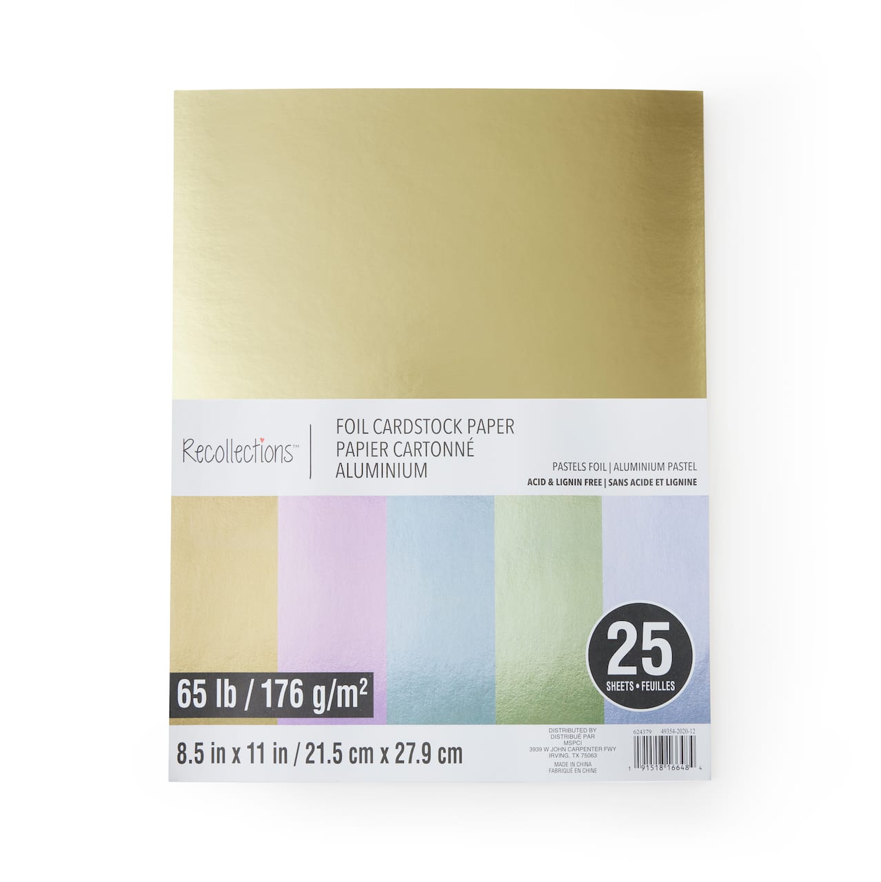 Pastel Foil 8.5" x 11" Cardstock Paper by Recollections™, 25 Sheets